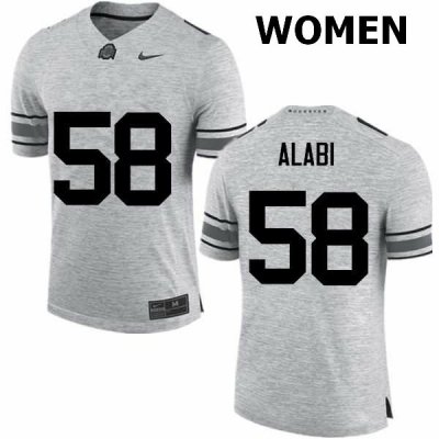 Women's Ohio State Buckeyes #58 Joshua Alabi Gray Nike NCAA College Football Jersey Holiday FOL7544HY